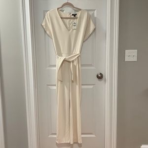 White/Cream Colored V-Neck Jumpsuit - NWT